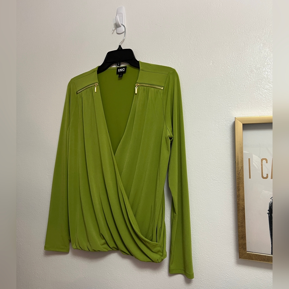 I.N.C. Neon Lime Blouse Size S